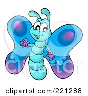 Poster, Art Print Of Cute Waving Blue Butterfly