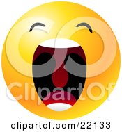 Yellow Emoticon Face With His Mouth Wide Open Showing His Uvula Symbolizing Frustration And Annoyance