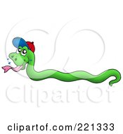 Royalty Free RF Clipart Illustration Of A Green Snake Wearing A Hat