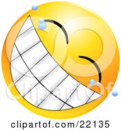 Clipart Illustration Of A Yellow Emoticon Face With Bubbles Grinning With A Giant Toothy Smile by Tonis Pan #COLLC22135-0042