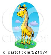Royalty Free RF Clipart Illustration Of A Tall Giraffe Over Flowers