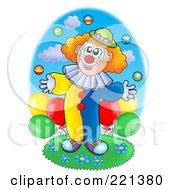 Royalty Free RF Clipart Illustration Of A Clown Juggling In Front Of Balloons