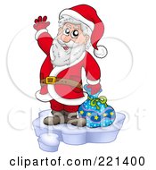 Poster, Art Print Of Santa Standing On Ice And Waving