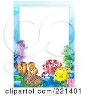 Poster, Art Print Of Frame Of Sea Creatures Around White Space - 1