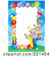 Poster, Art Print Of Border Of Party Balloons Blue Sky And A Clown Around White Space - 4