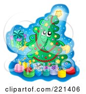 Poster, Art Print Of Christmas Tree Character With Gift Boxes - 1