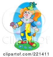 Poster, Art Print Of Clown Holding A Horn And Flower