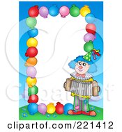 Poster, Art Print Of Border Of Party Balloons Blue Sky And A Clown Around White Space - 6