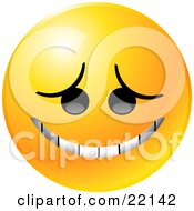 Clipart Illustration Of A Yellow Emoticon Face Grinning In Embarassment by Tonis Pan