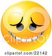 Poster, Art Print Of Yellow Emoticon Face Grinning In Embarassment