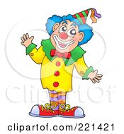 Royalty Free RF Clipart Illustration Of A Waving Clown