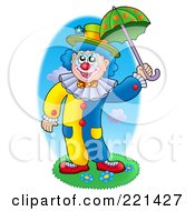 Royalty Free RF Clipart Illustration Of A Clown Holding An Umbrella