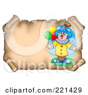 Royalty Free RF Clipart Illustration Of A Clown On An Aged Blank Parchment Page