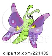 Poster, Art Print Of Cute Waving Purple Butterfly