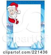 Poster, Art Print Of Christmas Frame Border Of Santa Around A Winter Landscape Around White Space