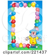 Poster, Art Print Of Border Of Party Balloons Blue Sky And A Clown Around White Space - 2