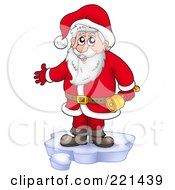 Poster, Art Print Of Santa Standing On Ice And Holding A Bell