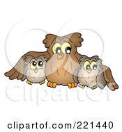 Royalty Free RF Clipart Illustration Of A Family Of Three Owls