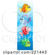 Poster, Art Print Of Four Colorful Fish Swimming With Bubbles - 2