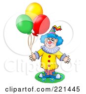 Royalty Free RF Clipart Illustration Of A Happy Clown Holding Three Balloons 3