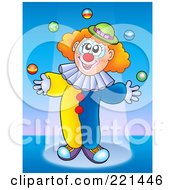 Royalty Free RF Clipart Illustration Of A Happy Clown Juggling In The Stage Spotlight 2