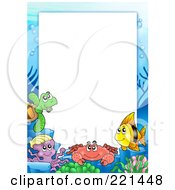 Poster, Art Print Of Frame Of Sea Creatures Around White Space - 3