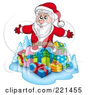 Poster, Art Print Of Santa Standing Over A Group Of Gifts