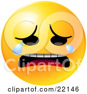 Clipart Illustration Of A Yellow Emoticon Face Crying Tears Of Sadness And Depression