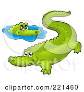 Poster, Art Print Of Two Crocodiles And Water