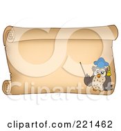 Royalty Free RF Clipart Illustration Of A Horizontal Parchment Scroll Of A Professor Owl