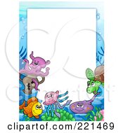 Poster, Art Print Of Frame Of Sea Creatures Around White Space - 2