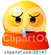Clipart Illustration Of A Yellow Emoticon Face Wearing A Scarf And Crying