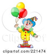 Royalty Free RF Clipart Illustration Of A Happy Clown Holding Three Balloons 2