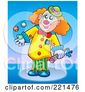 Royalty Free RF Clipart Illustration Of A Happy Clown Juggling In The Stage Spotlight 1
