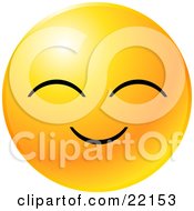 Clipart Illustration Of A Yellow Emoticon Face With A Pleasant Smile