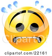 Yellow Emoticon Face With A Frown Gritting Its Teeth And Sweating While Stressing Out