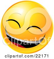 Poster, Art Print Of Yellow Emoticon Face Laughing Really Hard