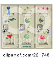 Poster, Art Print Of Scattered Stickers On Tan School Lockers
