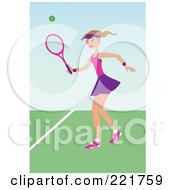 Poster, Art Print Of Fit Caucasian Woman Playing Tennis On A Court