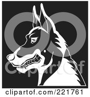 Poster, Art Print Of Black And White Profiled Growling German Shepherd Dog