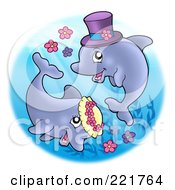 Royalty Free RF Clipart Illustration Of A Cute Jumping Wedding Couple With Flowers