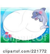 Poster, Art Print Of Frame Of A Dolphin Around Oval White Space