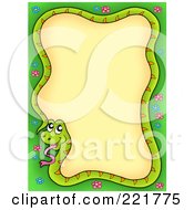 Poster, Art Print Of Green Snake Making A Border With Flowers On The Edges - 2