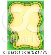 Royalty Free RF Clipart Illustration Of A Green Snake Making A Border With Flowers On The Edges 2