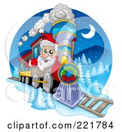 Poster, Art Print Of Santa Driving A Train On Christmas Eve