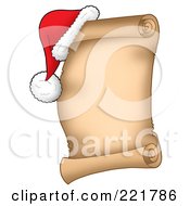 Poster, Art Print Of Santa Hat Resting On The Corner Of A Parchment Scroll Page