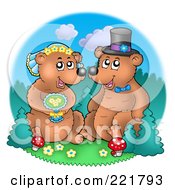 Poster, Art Print Of Bear Wedding Couple By A Forest