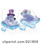 Poster, Art Print Of Seal Wedding Couple With Ice