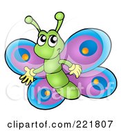 Royalty Free RF Clipart Illustration Of A Cute Presenting Butterfly