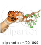 Royalty Free RF Clipart Illustration Of A Happy Orange Cat Sleeping In A Tree